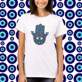 Kleurrijke De Hand van Miriam Hamsa T-shirt