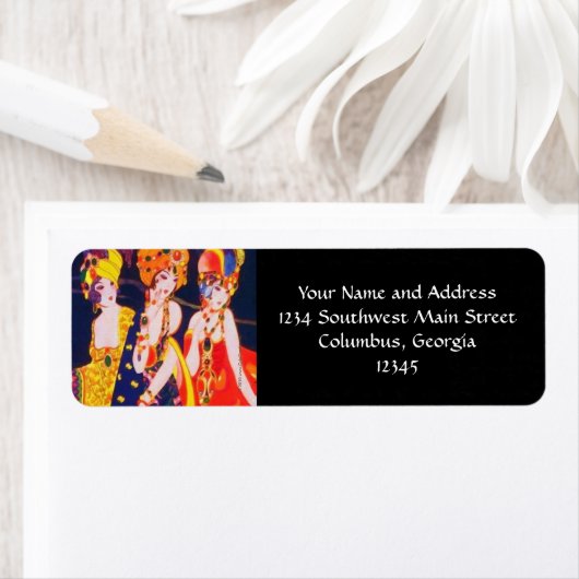  kleurrijke deco-vrouwen met juwelen etiket (Insitu)