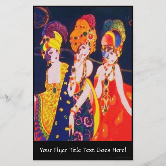  kleurrijke deco-vrouwen met juwelen flyer (Voorkant)