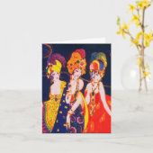 kleurrijke deco-vrouwen met juwelen kaart (Gele Bloem)