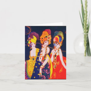 kleurrijke deco-vrouwen met juwelen kaart
