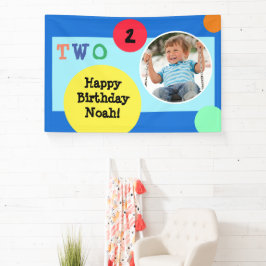 Kleurrijke decoratie voor 2e verjaardagsfeestje spandoek