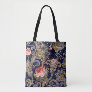 Kleurrijke decoratieve bloemen Batik Tote Bag