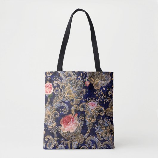 Kleurrijke decoratieve bloemen Batik Tote Bag (Voorkant)