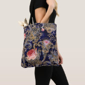 Kleurrijke decoratieve bloemen Batik Tote Bag (Dichtbij)