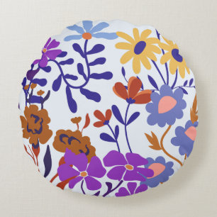 Kleurrijke Decoratieve Bloemen Ronde Kussen