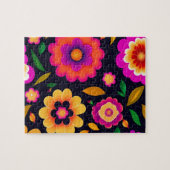 Kleurrijke decoratieve bloemmotief bloemen legpuzzel (Horizontaal)