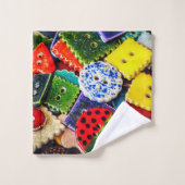 Kleurrijke decoratieve Buttonnen Bad Handdoek (Wasdoekje)