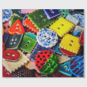 Kleurrijke decoratieve Buttonnen Cadeaupapier (Vlak)