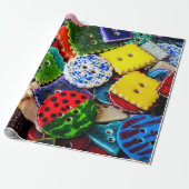 Kleurrijke decoratieve Buttonnen Cadeaupapier (Uitgerold)