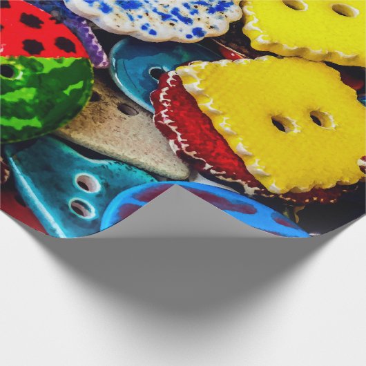 Kleurrijke decoratieve Buttonnen Cadeaupapier (Hoek)