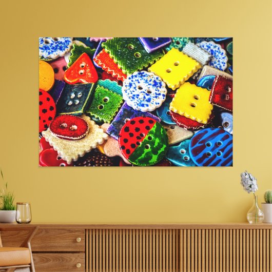 Kleurrijke decoratieve Buttonnen Canvas Afdruk (Insitu (Woonkamer))