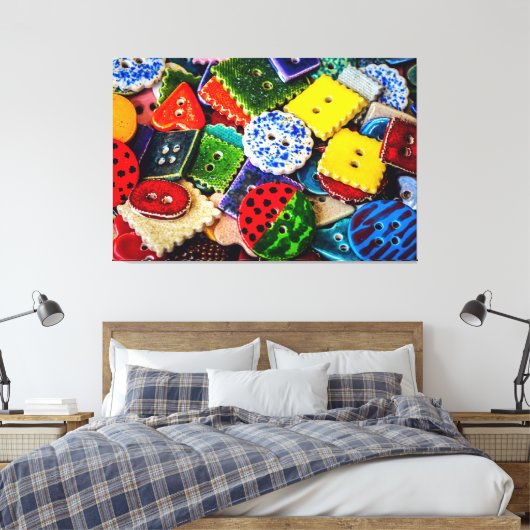 Kleurrijke decoratieve Buttonnen Canvas Afdruk (Insitu (Slaapkamer))