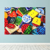 Kleurrijke decoratieve Buttonnen Canvas Afdruk (Insitu (Houten vloer))