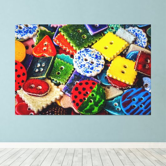 Kleurrijke decoratieve Buttonnen Canvas Afdruk (Insitu (Houten vloer))
