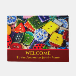 Kleurrijke decoratieve Buttonnen Deurmat