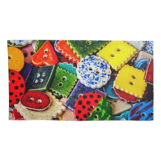 Kleurrijke decoratieve Buttonnen Kussensloop (Achterkant-Rechts)