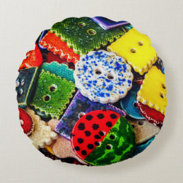 Kleurrijke decoratieve Buttonnen Rond Kussen