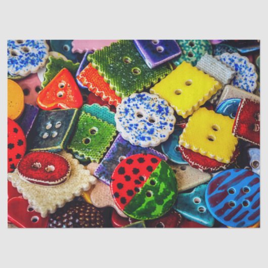 Kleurrijke decoratieve Buttonnen Tissuepapier (Voorkant)