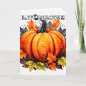 Kleurrijke decoratieve Happy Halloween pompoen Kaart (Voorkant)
