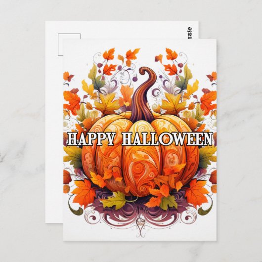 Kleurrijke decoratieve herfst Halloween pompoen Briefkaart (Voorkant / Achterkant)