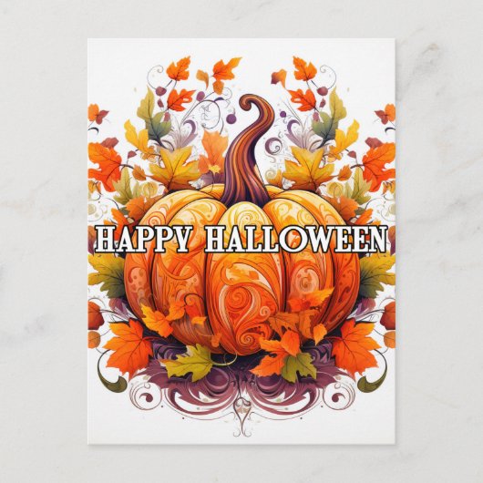 Kleurrijke decoratieve herfst Halloween pompoen Briefkaart (Voorkant)