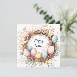 Kleurrijke decoratieve krans van Pasen eieren met Kaart