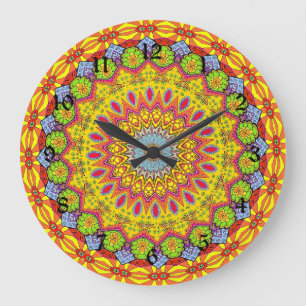 Kleurrijke decoratieve mandala grote klok