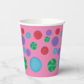 Kleurrijke decoratieve polka stippen op roze papie papieren bekers (Links)