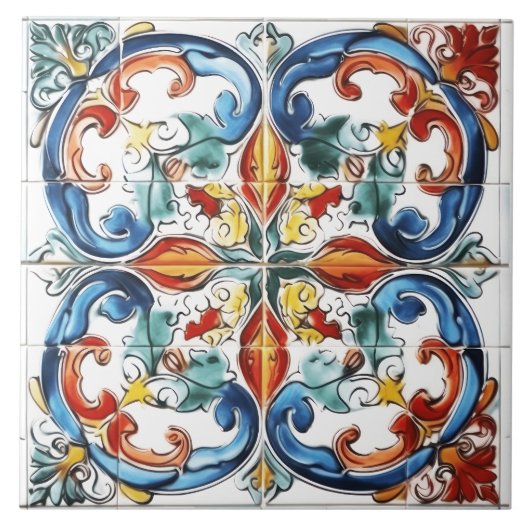 Kleurrijke decoratieve Tegels met ingewikkelde pat Tegeltje (Voorkant)