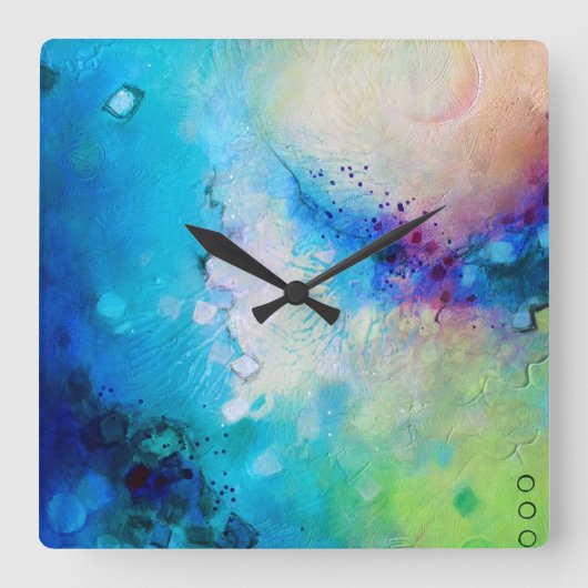 Kleurrijke decoratieve vierkante klok (Voorkant)