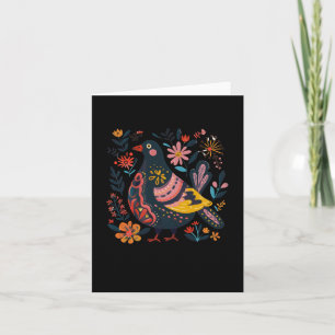 Kleurrijke decoratieve vogelillustratie omringd  kaart