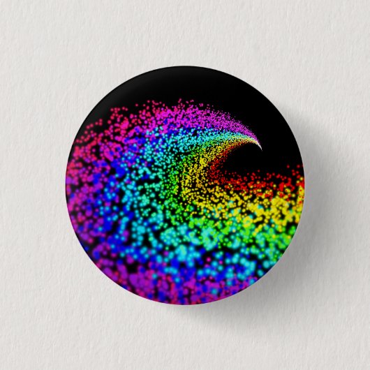 Kleurrijke deeltjes ronde button 3,2 cm (Voorkant)