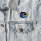 Kleurrijke deeltjes ronde button 3,2 cm (In situ)