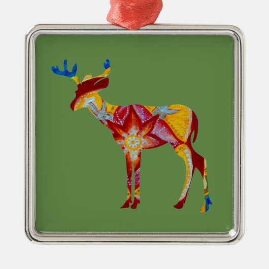 Kleurrijke DeerPremium Square Ornament (Voorkant)