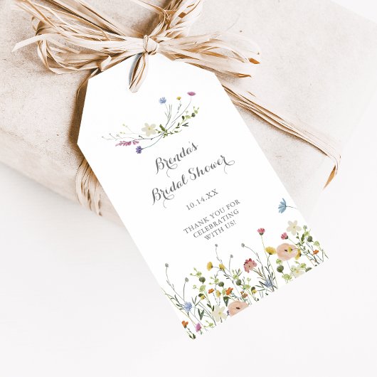 Kleurrijke Delicate Wilde Bloemen Bruiloftsshower Cadeaulabel