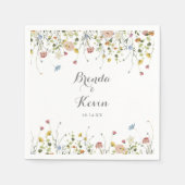 Kleurrijke delicate wilde bloemen Calligraphy Brui Servet (Voorkant)