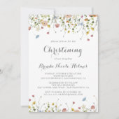 Kleurrijke delicate wilde bloemen doop kaart (Voorkant)