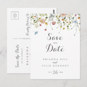 Kleurrijke delicate wilde bloemen Save the Date Briefkaart