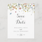 Kleurrijke delicate wilde bloemen Save the Date Briefkaart (Voorkant)