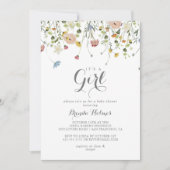 Kleurrijke delicate wilde het is een meisje baby s kaart (Voorkant)