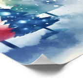 Kleurrijke dennenbomen Kerst Poster (Hoek)