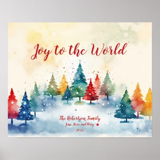 Kleurrijke dennenbomen Kerst Poster (Voorkant)