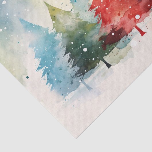 Kleurrijke dennenbomen Kerstmis Tissuepapier (Detail)