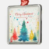 Kleurrijke dennenbomen Vrolijk kerstfeest Metalen Ornament (Links)