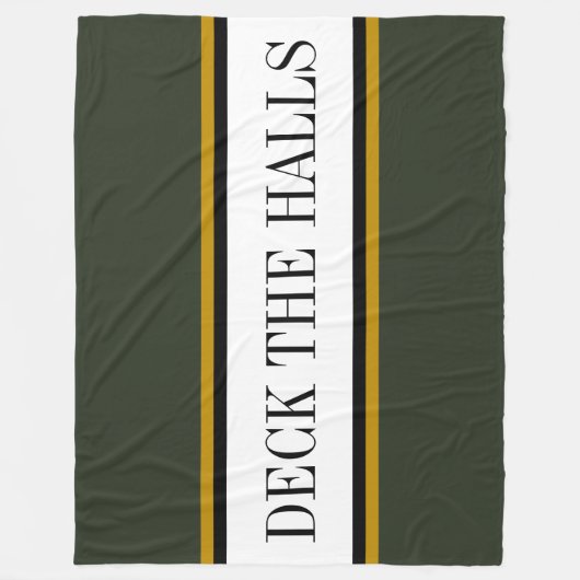 Kleurrijke dennengroene witte strepen "DECK THE HA Fleece Deken (Voorkant)