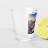 Kleurrijke Denver Silhouette Abstracte Kunst Shot Glas (Links)