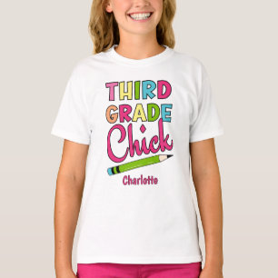 Kleurrijke derde klas chick terug naar school t-shirt