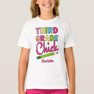 Kleurrijke derde klas chick terug naar school t-shirt