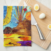 Kleurrijke Desert Cactus Keuken Handdoek (Quarter Fold)